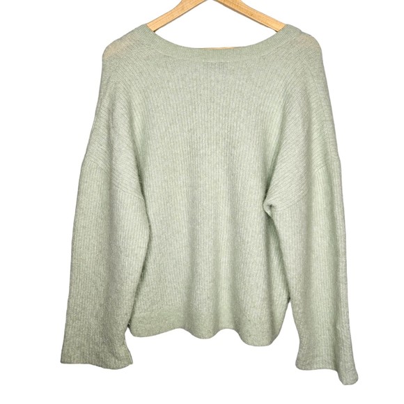 & OTHER STORIES Los Angeles Alpaca Blend V-Neck Sweater Ribbed Knit Oversized M - Picture 4 of 9